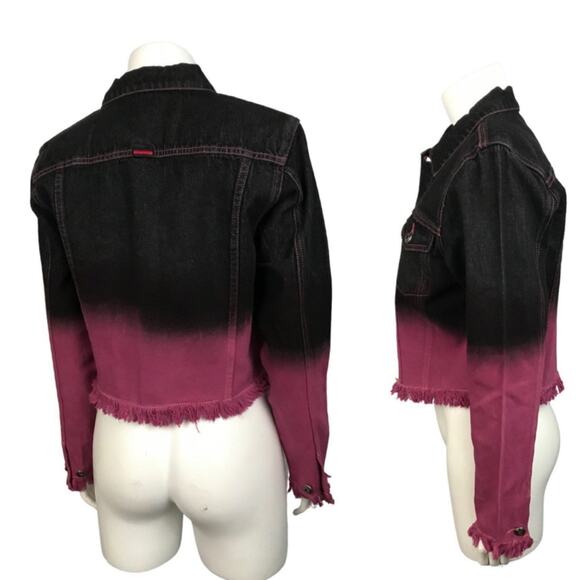 Deadstock Y2K Purple Ombre Fringe Crop Fubu Jean Jacket / Women’s Medium * - Picture 3 of 5